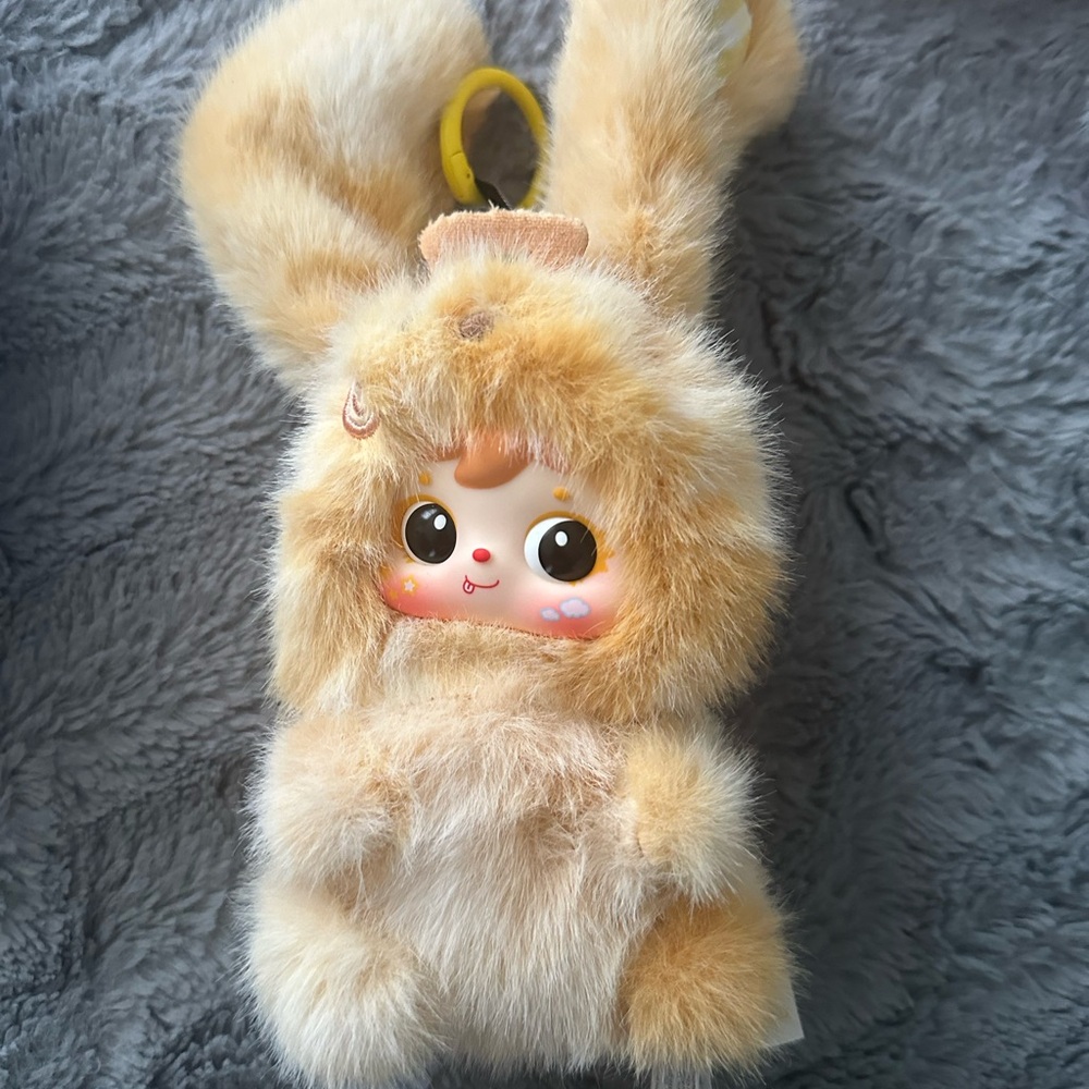 Plush Beige Bunny Keychain Purse Accessory